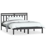 vidaXL Cadre de lit Gris 150x200 cm Très grand Bois massif