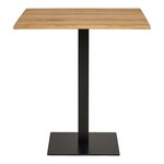 Table de café chêne base en métal noir 70 x 70 x 75 cm