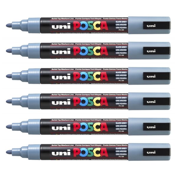Marqueur pointe conique moyenne pc5m 1 8 - 2 5mm gris ardoise x 12 POSCA