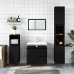 vidaXL Ensemble de meubles salle de bain 3 Pièces noir bois d'ingénierie