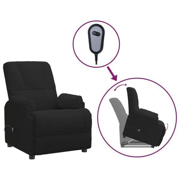 vidaXL Fauteuil inclinable Noir Similicuir daim