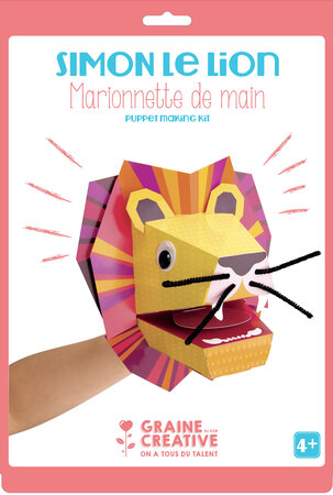 Marionnette de main en carton lion