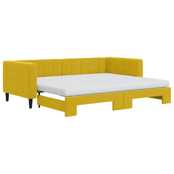 vidaXL Lit de jour avec gigogne et matelas jaune 90x200 cm velours