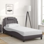 vidaXL Lit Viana avec matelas gris 90x200 cm similicuir
