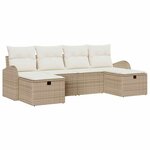 vidaXL Ensemble de Canapés avec coussin 6 Pièces Beige et crème polyrotin
