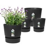2 pots de fleur rond Greenville Ø 14 x hauteur 13 4 cm et Ø 16 x hauteur 15 3 cm - 7 L - Noir