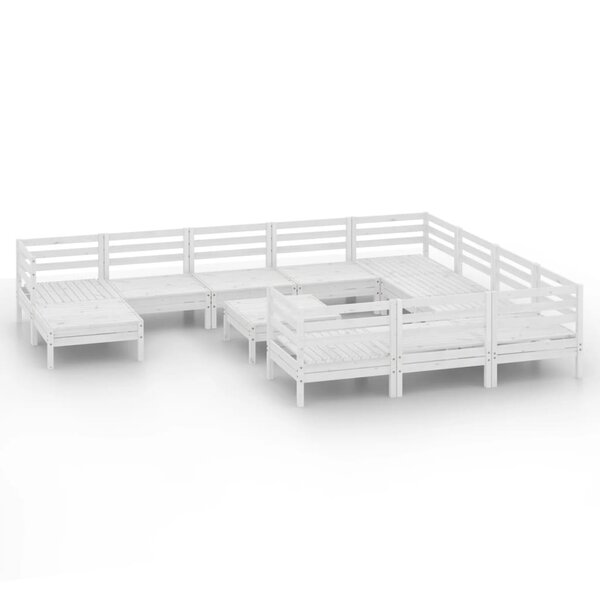vidaXL Salon de jardin 12 Pièces Blanc Bois de pin massif