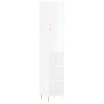 vidaXL Buffet haut Blanc brillant 34 5x34x180 cm Bois d'ingénierie