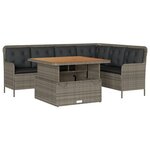vidaXL Salon de jardin 2 Pièces avec coussins Gris Résine tressée