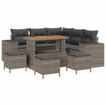 vidaXL Ensemble de canapé de jardin avec coussin 9 Pièces Gris polyrotin