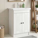 vidaXL Armoire sous évier de salle de bain Blanc brillant