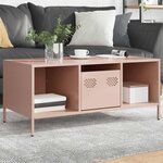 vidaXL Table basse rose 101 5x50x43 5 cm acier laminé à froid