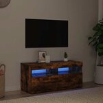 vidaXL Meuble TV avec lumières LED Chêne fumé 90x35x40 cm