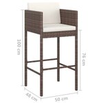 vidaXL Tabourets de bar lot de 2 avec coussins marron résine tressée