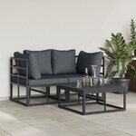 vidaXL Ensemble de canapé de jardin 3 Pièces Noir 70 x 70 x 32 cm