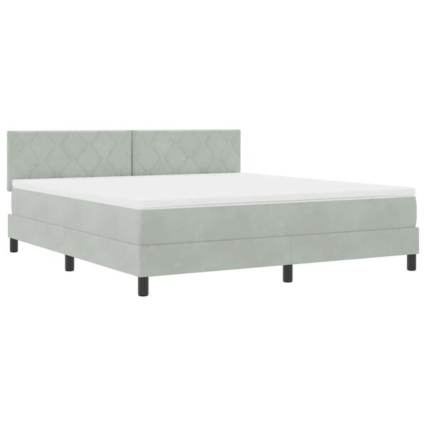 vidaXL Lit à ressort LED avec matelas Gris clair 180 x 200 cm Velours