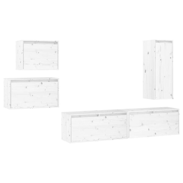 vidaXL Meubles TV 5 Pièces Blanc Bois massif de pin