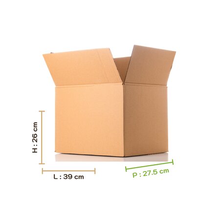 Lot de 50 cartons de déménagement simple cannelure renforcée 39x27.5x26cm (x50)
