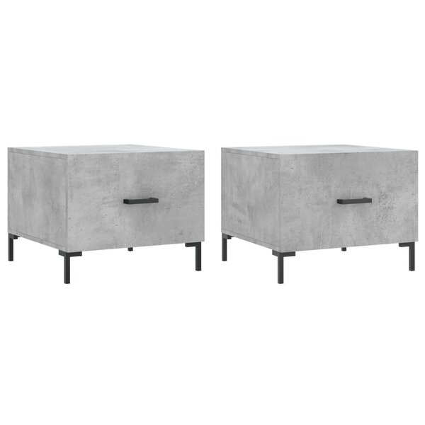 vidaXL Tables basses 2 Pièces gris béton 50x50x40 cm bois d'ingénierie