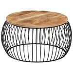 vidaXL Table basse Ø68 cm Bois de manguier brut