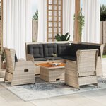 vidaXL Salon de jardin 5 Pièces avec coussins gris clair résine tressée