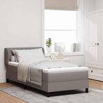 vidaXL Lit boxspring avec matelas Taupe 100 x 200 cm tissu