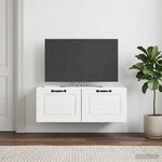 vidaXL Meuble TV mural Montage mural Blanc brillant 78 5 x 41 x 30 cm
