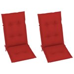 Vidaxl chaises de jardin 2 pièces avec coussins rouge teck massif