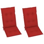 vidaXL Chaises de jardin 2 Pièces avec coussins rouge Teck massif