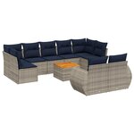 vidaXL Salon de jardin 10 Pièces avec coussins gris résine tressée