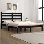 vidaXL Cadre de lit Noir Bois de pin massif 140x190 cm