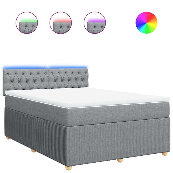 vidaXL Sommier à lattes de lit avec matelas Gris clair 160x200cm Tissu