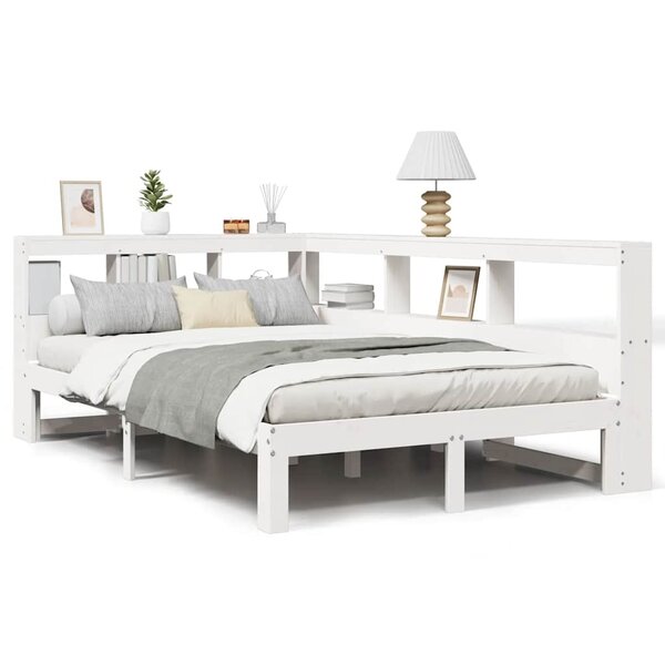 vidaXL Lit bibliothèque sans matelas blanc 120x190 cm bois pin massif