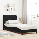 vidaXL Lit avec matelas noir 90x190 cm tissu