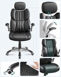 Siège de bureau pivotant fauteuil ergonomique avec accoudoirs pliables piètement en étoile en nylon charge maximale 150 kg noir 12_0007403