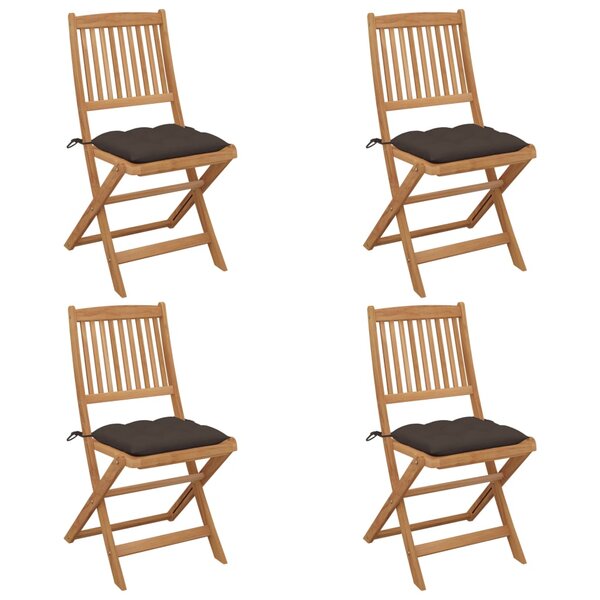 vidaXL Chaises pliables de jardin lot de 4 avec coussins Bois d'acacia