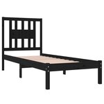 vidaXL Cadre de lit Noir Bois massif 90x190 cm Simple