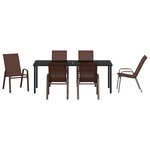 vidaXL Set de salle à manger de jardin 7 pièces Marron Textilène et acier