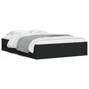 vidaXL Cadre de lit avec tiroirs sans matelas noir 120x200 cm