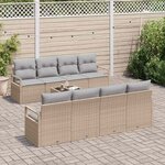 vidaXL Ensemble de canapé de jardin 9 Pièces Beige et gris polyrotin