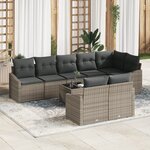 vidaXL Ensemble de canapé de jardin de 8 pièces avec coussins en rattan poly noir