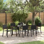 vidaXL Ensemble de Jardin 7 Pièces Noir Poly Rattan