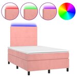 vidaXL Sommier à lattes de lit et matelas LED Rose 120x200 cm Velours