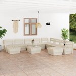 vidaXL Salon de jardin palette 11 Pièces Bois d'épicéa imprégné