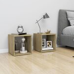 Vidaxl meuble tv blanc et chêne sonoma 37x35x37 cm aggloméré