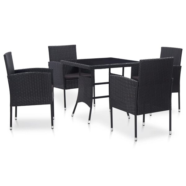 vidaXL Ensemble à manger d'extérieur 5 Pièces Résine tressée Noir
