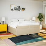 vidaXL Sommier à lattes de lit avec matelas Crème 200x200 cm Tissu