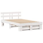 vidaXL Cadre de lit avec tiroirs - Blanc 120 x 190 cm - Bois de pin massif