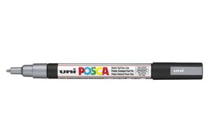Marqueur pointe conique fine POSCA PC3M 0 9 - 1 3mm Argent x 12 POSCA