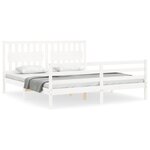 vidaXL Cadre de lit avec tête de lit blanc Super King Size bois massif